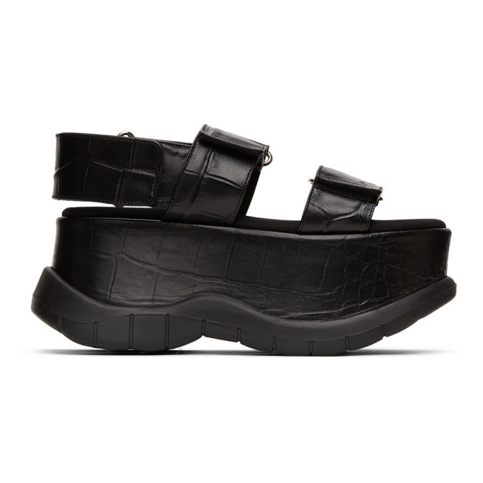 Sunnei Black Croc Platform Sandals Sunnei