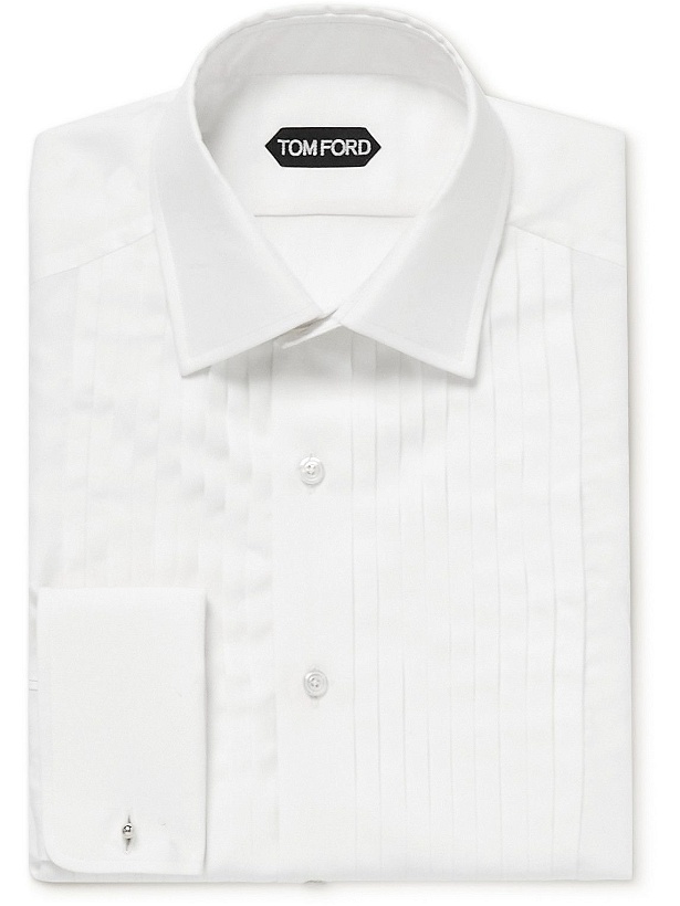 Photo: TOM FORD - Slim-Fit Bib-Front Lyocell and Silk-Blend Satin Tuxedo Shirt - White
