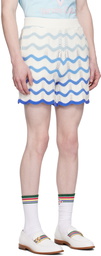 Casablanca White & Blue Wavy Gradient Shorts