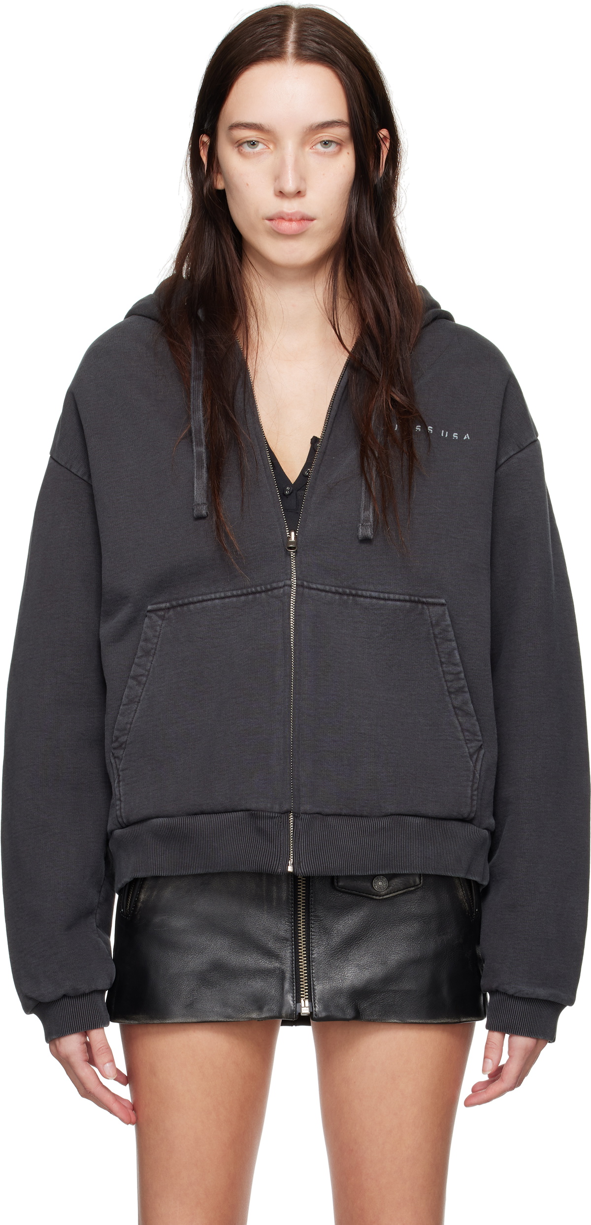 GUESS USA Gray Zip Reversible Hoodie
