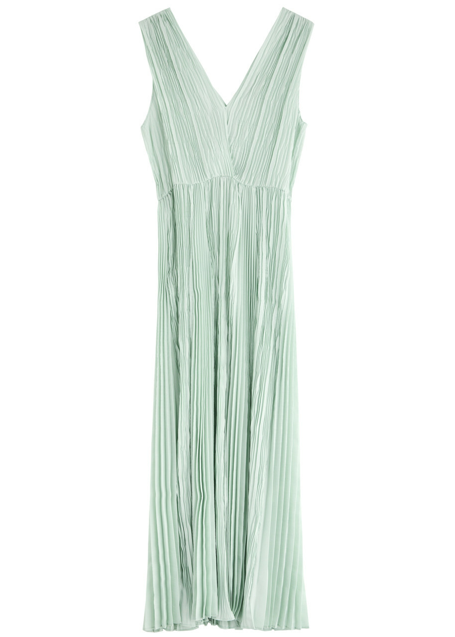 Forte_forte Plissé Woven Midi Dress Light Green
