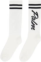 Palm Angels White Striped Logo Socks