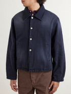 mfpen - Union Cropped Garment-Dyed Organic Denim Jacket - Blue