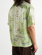 KAPITAL - Kamehameha Convertible-Collar Printed Crepe Shirt - Green