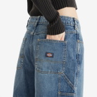 Dickies Women's Carpenter Denim Jort in Rinsed Blue