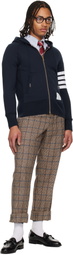 Thom Browne Navy Classic Loopback 4-Bar Full Zip Hoodie