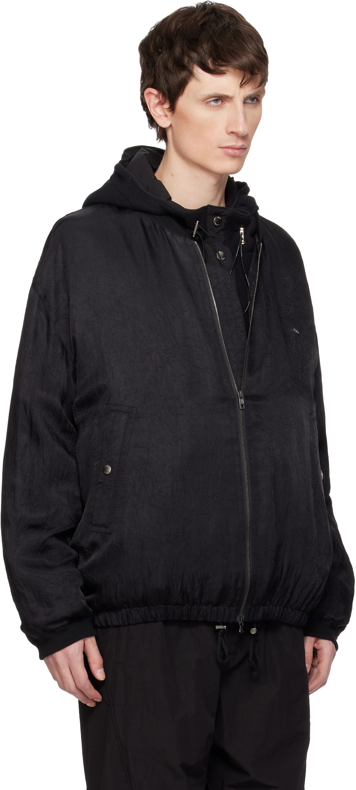 WOOYOUNGMI Black Wrinkled MA-1 Bomber Jacket