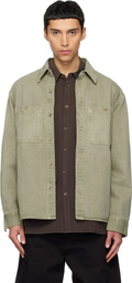 LE17SEPTEMBRE Green Garment-Dyed Denim Shirt