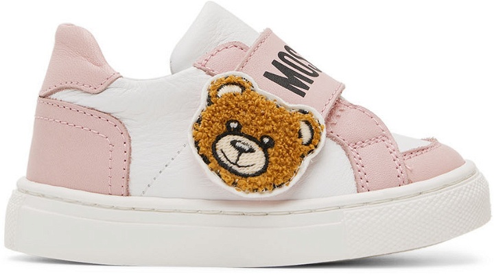 Photo: Moschino Baby White & Pink Teddy Sneakers