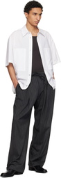 WOOYOUNGMI Gray Striped String Trousers