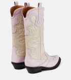 Ganni - Embroidered leather cowboy boots