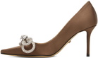MACH & MACH Brown Double Bow Satin Heels