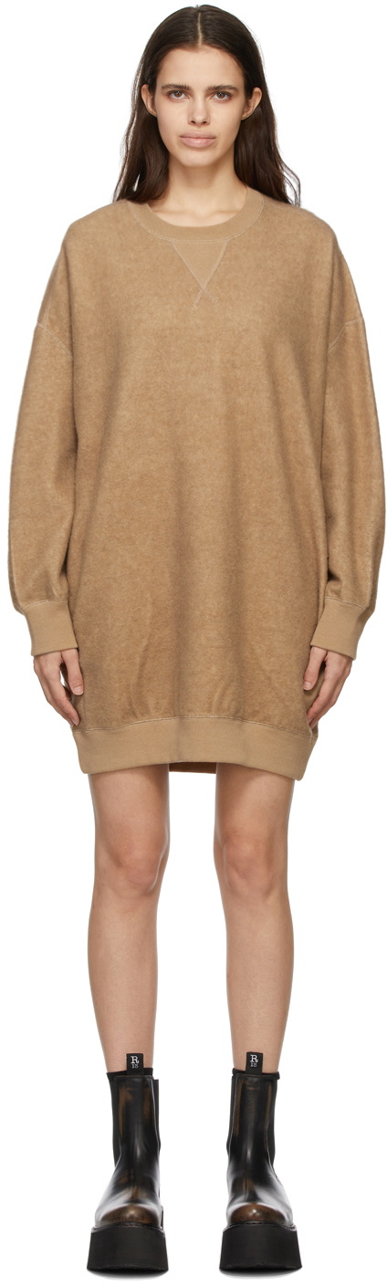 R13 Brown Grunge Sweatshirt Short Dress R13