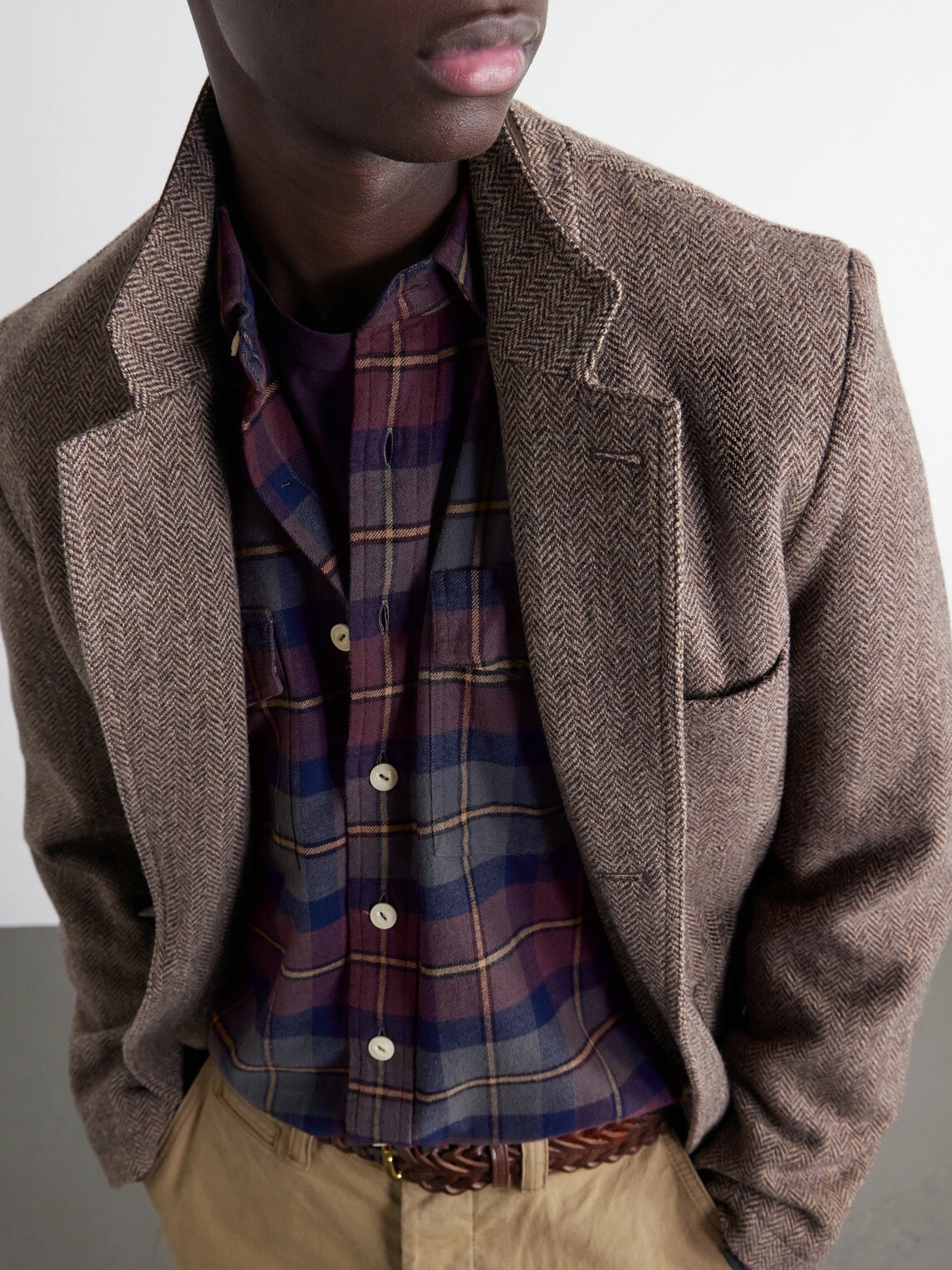 Drake's - Brushed Checked Cotton-Flannel Shirt - Brown