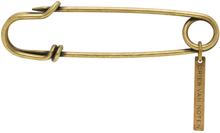 Dries Van Noten Brass Safety Pin Brooch