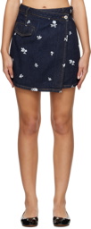 Lanvin Navy Embroidered Denim Miniskirt
