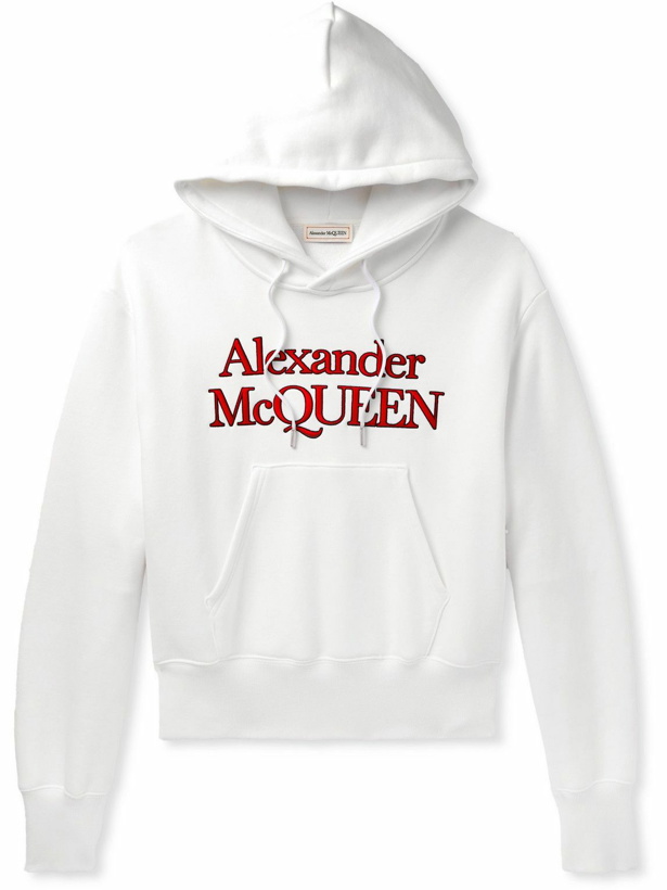 Photo: Alexander McQueen - Logo-Embroidered Cotton-Jersey Hoodie - White