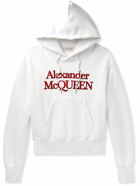 Alexander McQueen - Logo-Embroidered Cotton-Jersey Hoodie - White