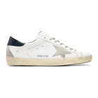 Golden Goose White and Navy Superstar Sneakers