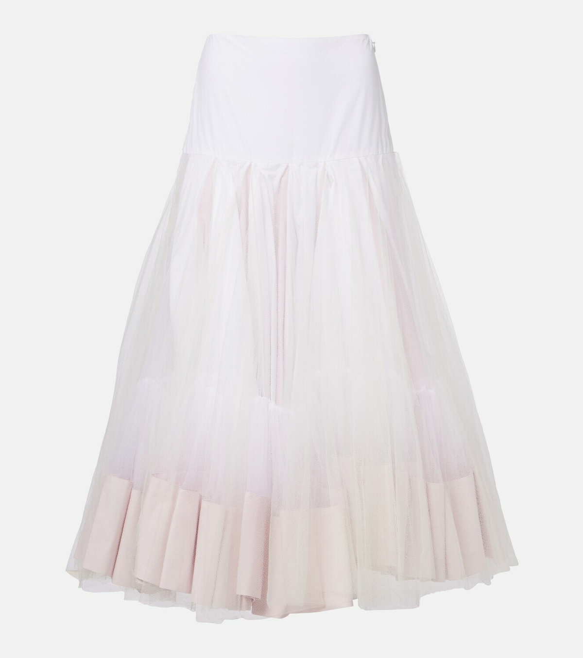 Jacquemus Mireio tulle-trimmed cotton poplin midi skirt