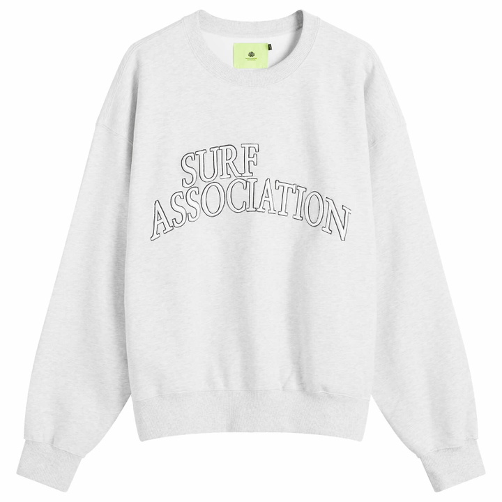 Photo: New Amsterdam Surf Association Men's New Amsterdam Varsity Crew Sweatshirt in Grey
