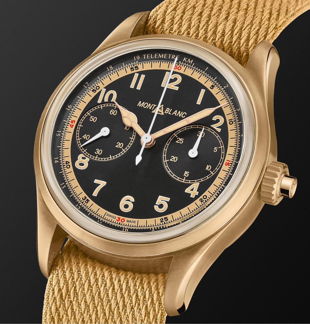 Montblanc - 1858 Monopusher Automatic Chronograph 42mm Bronze and NATO Watch, Ref. No. 125583 - Black