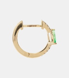 Roxanne First 14kt gold single hoop earring with diamonds and green garnet