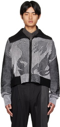 Feng Chen Wang Gray Graphic Zip Sweater