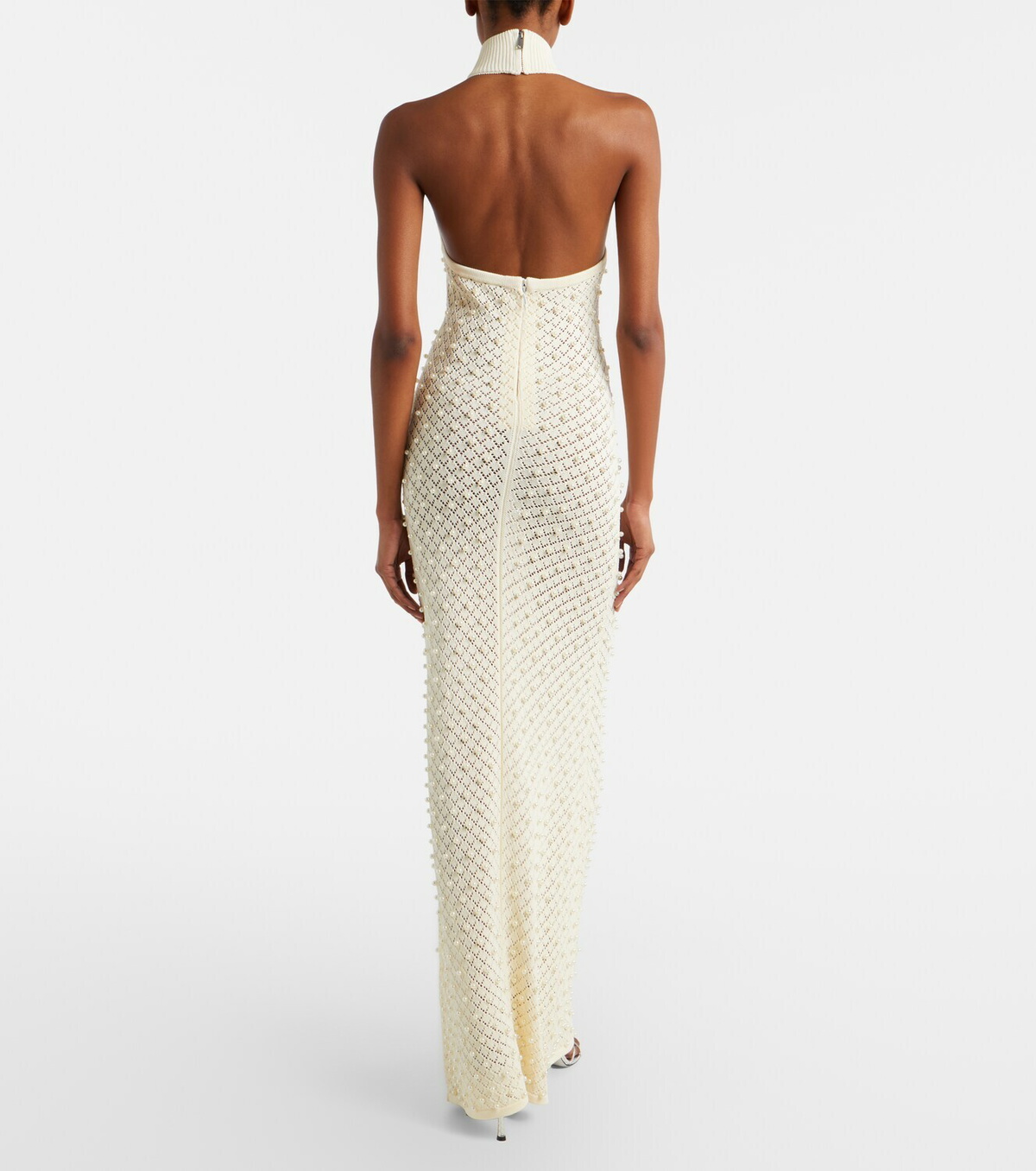 David Koma Crochet embellished turtleneck gown
