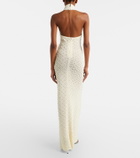 David Koma Crochet embellished turtleneck gown