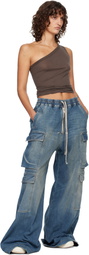 Rick Owens DRKSHDW Blue Temple Double Cargo Jumbo Belas Jeans