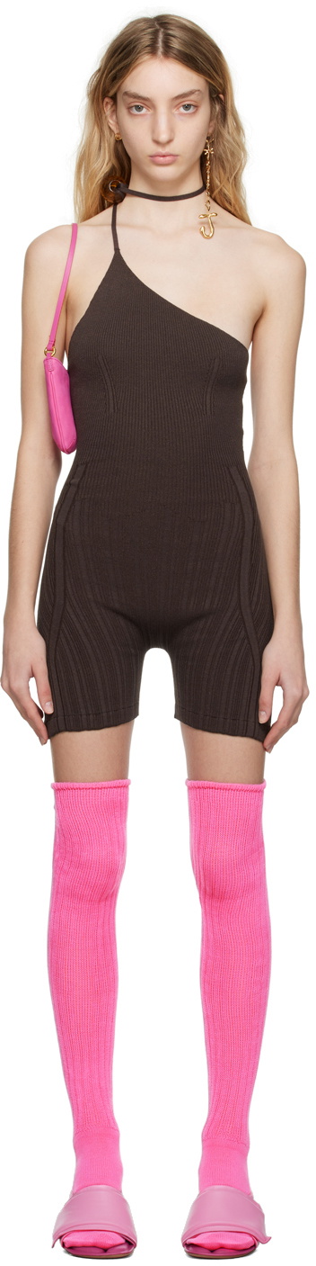 Jacquemus Brown Le Raphia 'Le Body Maille Perola' Jumpsuit