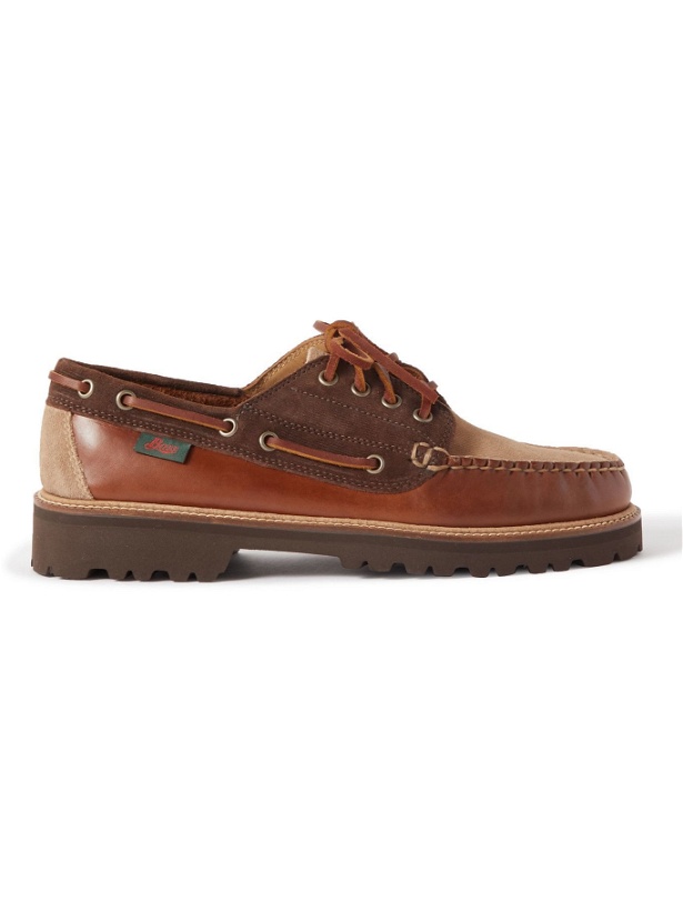 Photo: G.H. Bass & Co. - Weejuns '90 Boater Mix Panelled Leather and Suede Boat Shoes - Brown