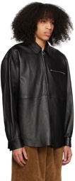 Acne Studios Black Zip-Up Leather Jacket