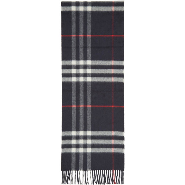 Photo: Burberry Navy Cashmere Giant Check Scarf