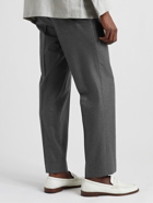 Stòffa - Straight-Leg Pleated Wool-Flannel Trousers - Gray