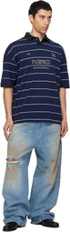 VETEMENTS Navy 'Nerd' Football Polo