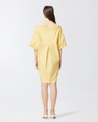 Pinko Poplin Mini Dress With Gathering And Eyelets Rattan Yellow