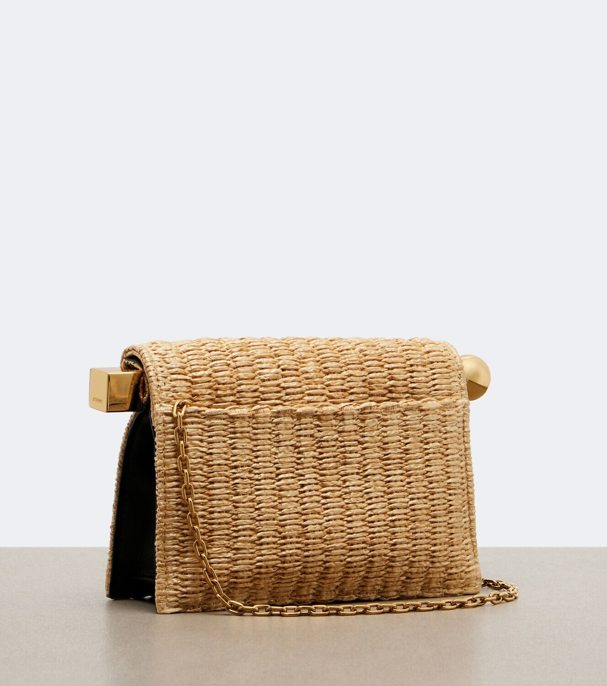Jacquemus Rond Carré Small raffia-effect clutch