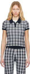 Guest in Residence Navy Gingham Shrunken Polo