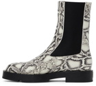 Givenchy White & Black Python Squared Chelsea Boots