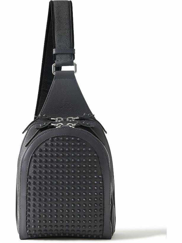 Photo: Christian Louboutin - Loubifunk Spiked Rubber-Trimmed Full-Grain Leather Sling Backpack