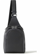 Christian Louboutin - Loubifunk Spiked Rubber-Trimmed Full-Grain Leather Sling Backpack