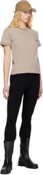 Carter Young Taupe & Off-White Striped Football T-shirt