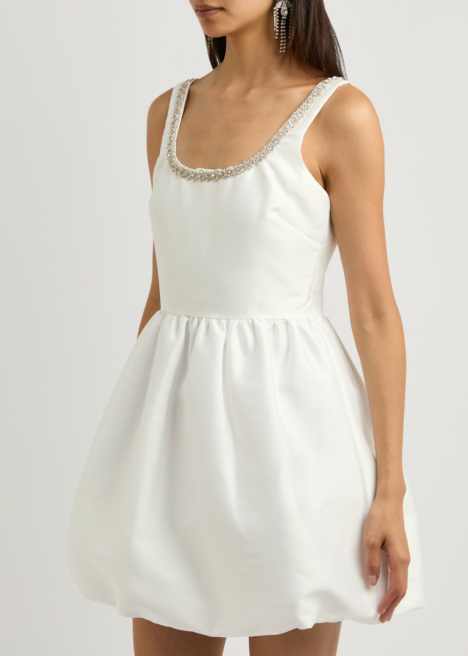 Self-portrait Crystal-embellished Taffeta Mini Dress White