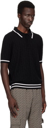 Balmain Black 'PB' Labyrinth Polo