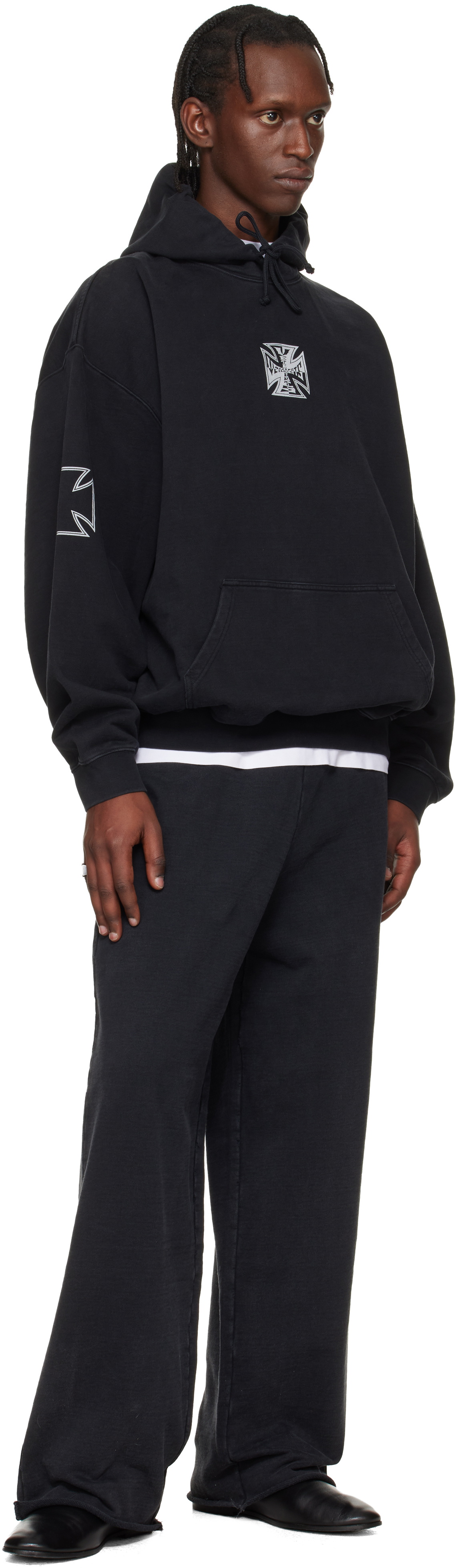 VETEMENTS Black Triple Biker Cross Logo Hoodie