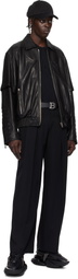 Balmain Black Smooth Leather B Belt