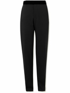 Giorgio Armani - Straight-Leg Striped Velvet-Trimmed Wool Tuxedo Trousers - Black