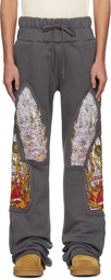 Who Decides War Gray Triple Flame Glass Sweatpants
